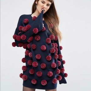 ASOS POM POM SWEATER DRESS